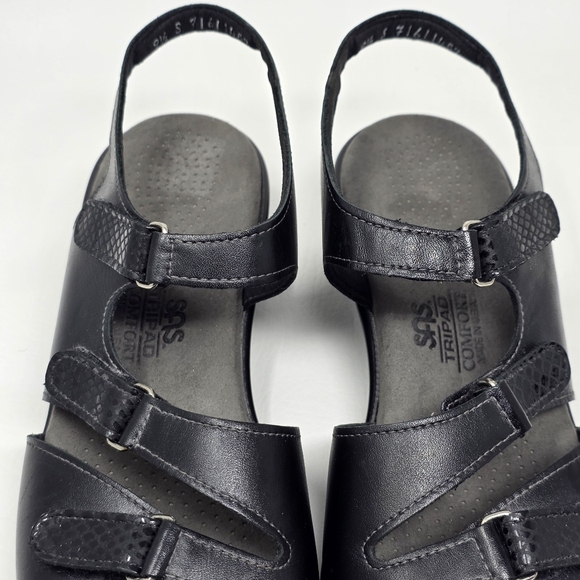 SAS Tripad Sandals Comfort Tabby Slingback Strappy Flat Black Leather Size 9.5 - Picture 9 of 10